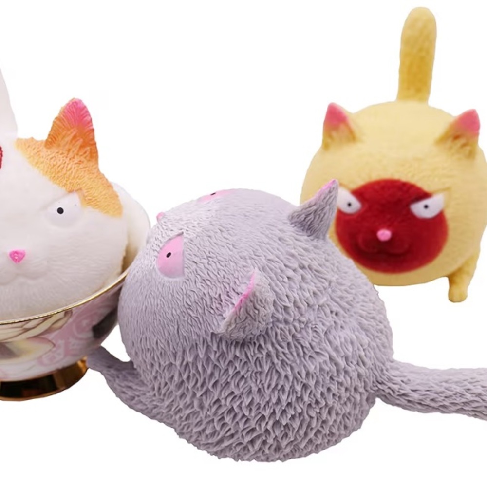 Pudgiez Cat Easy Squeezy Plush Squishy - Yellow & Brown - Picture 10 of 10
